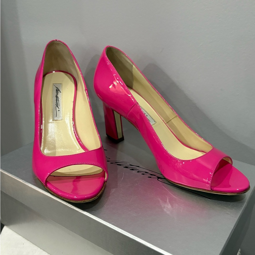 Brian Atwood Pink Peep-Toe Heels